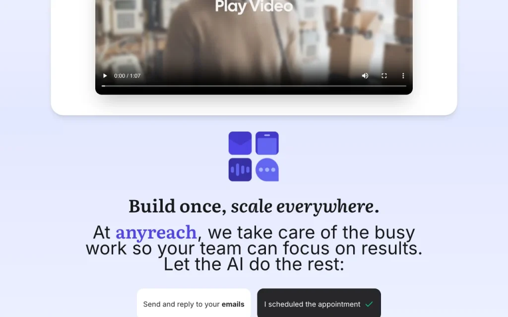 Anyreach homepage — screenshot of the productivity & writing AI tool, Oct 2, 2026