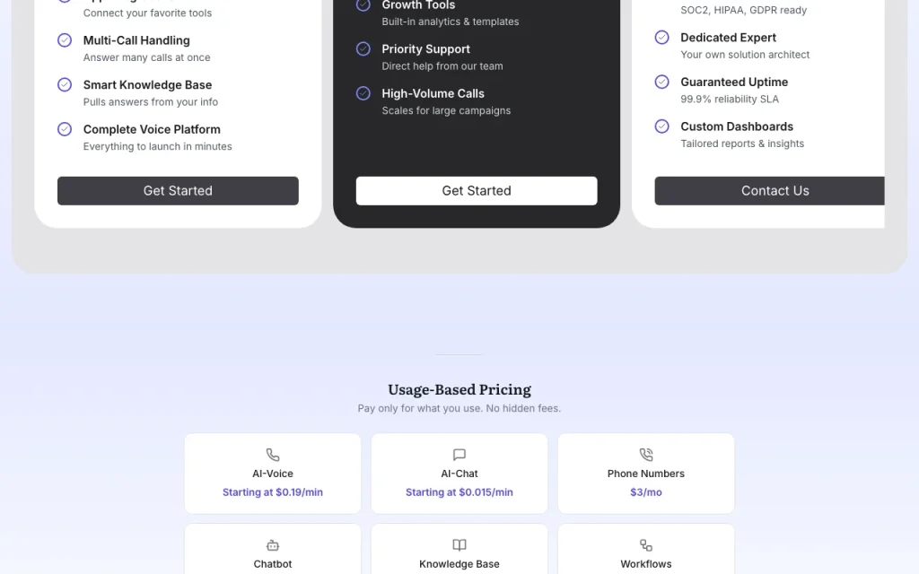 Anyreach página de precios con planes y precios — captura de pantalla de la herramienta de IA productividad y escritura, Oct 2, 2026