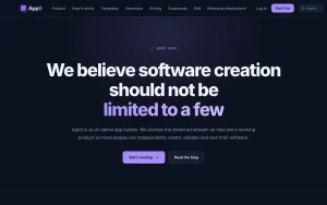 App0 about page — screenshot of the coding AI tool, 2026-10-01