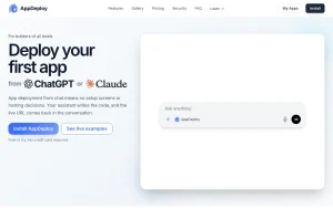 AppDeploy homepage page homepage screenshot, coding AI tool