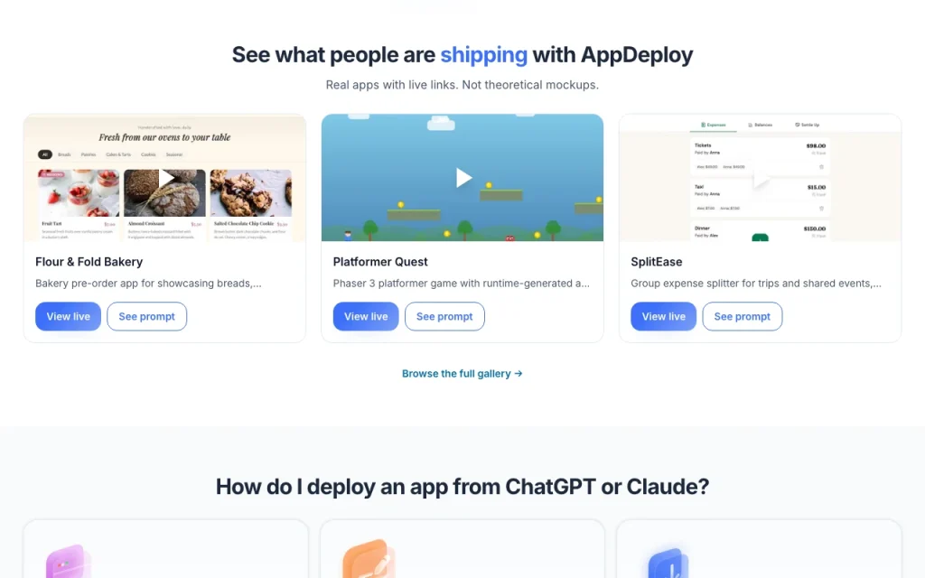 AppDeploy homepage — screenshot of the coding AI tool, Oct 1, 2026