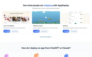 AppDeploy homepage page homepage screenshot, coding AI tool