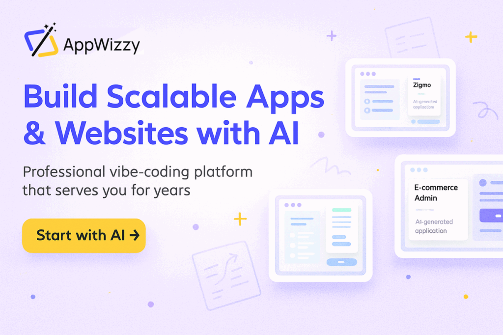 AppWizzy homepage screenshot, coding AI tool