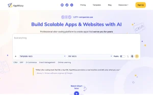 AppWizzy homepage — screenshot of the coding AI tool, 2026-10-02