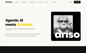 Ariso about page — screenshot of the productivity & writing AI tool, 2026-10-02