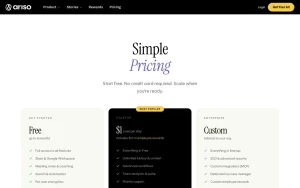 Ariso pricing page with plans and prices — screenshot of the productivity & writing AI tool, 2026-10-02