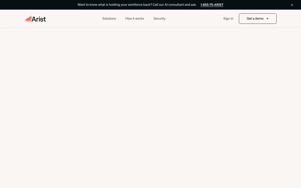 Arist homepage screenshot, research & search AI tool