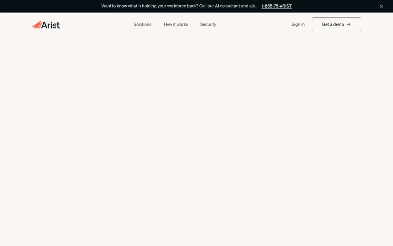 Arist homepage screenshot, research & search AI tool