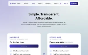 ASPR AI pricing page with plans and prices — screenshot of the productivity & writing AI tool, 2026-10-02