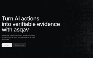 Asqav homepage page homepage screenshot, productivity & writing AI tool