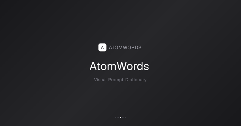 AtomWords homepage screenshot, image generation AI tool