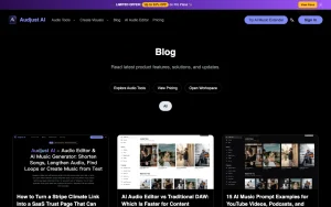 Audjust AI blog — screenshot of the audio & voice AI tool, 2026-10-01