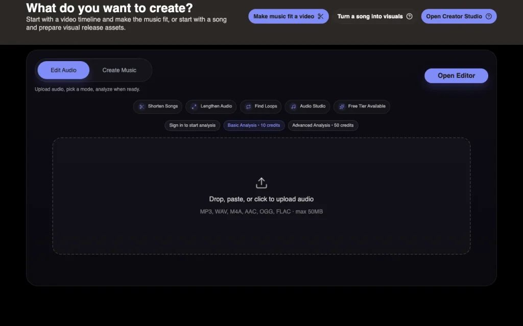 Audjust AI homepage — screenshot of the audio & voice AI tool, Oct 1, 2026
