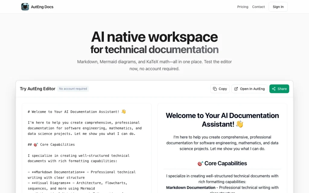 AutEng homepage — screenshot of the productivity & writing AI tool, Oct 2, 2026