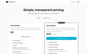 AutEng pricing page with plans and prices — screenshot of the productivity & writing AI tool, 2026-10-02