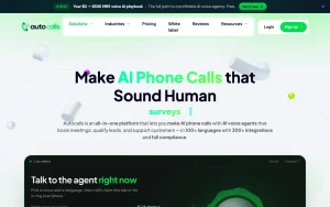 Autocalls homepage — screenshot of the productivity & writing AI tool, 2026-10-02