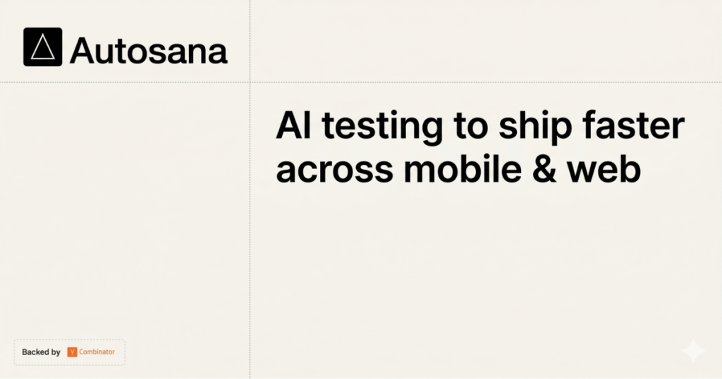 Autosana Startseite, Screenshot, KI-Tool coding
