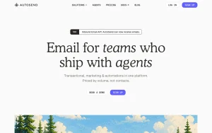 AutoSend homepage — screenshot of the productivity & writing AI tool, 2026-10-02