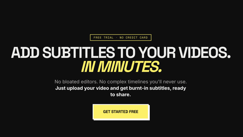 Autosubbed homepage screenshot, video AI tool