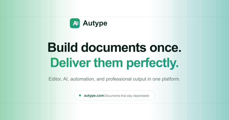 Autype homepage screenshot, productivity & writing AI tool
