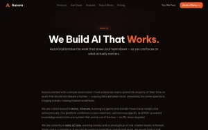 Auzora about page — screenshot of the productivity & writing AI tool, 2026-10-02