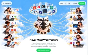 AyeWatch homepage — screenshot of the research & search AI tool, 2026-10-02