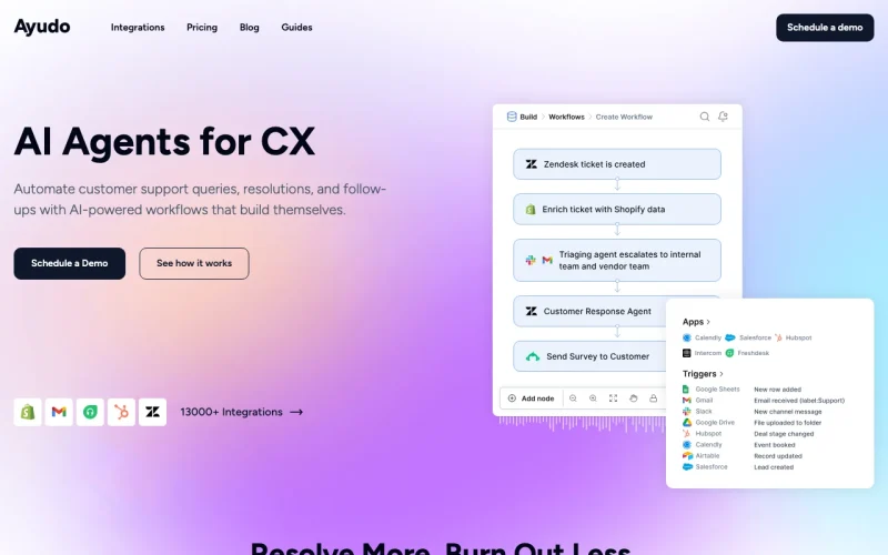 Ayudo homepage screenshot, productivity & writing AI tool
