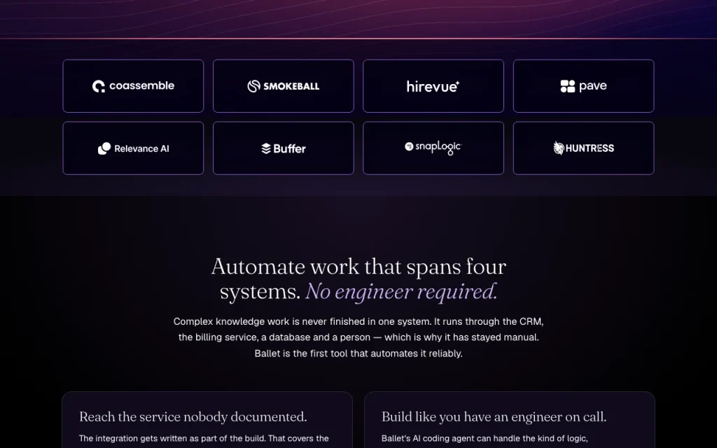 Ballet Startseite – Screenshot des KI-Tools produktivität & schreiben, Oct 1, 2026