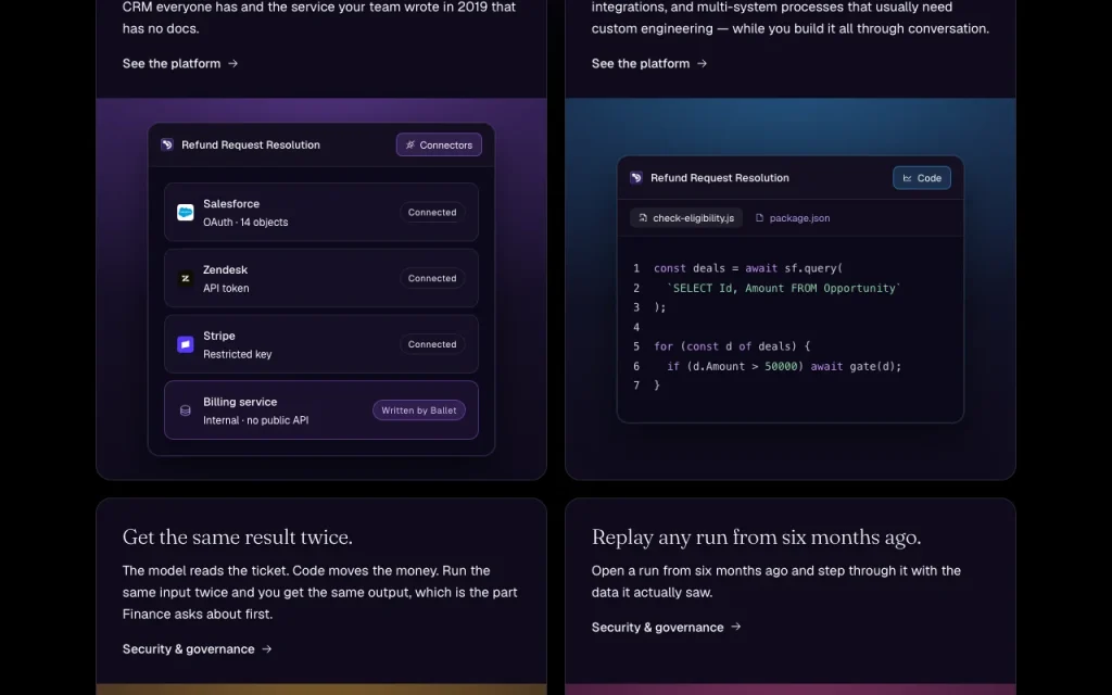 Ballet Startseite – Screenshot des KI-Tools produktivität & schreiben, Oct 1, 2026