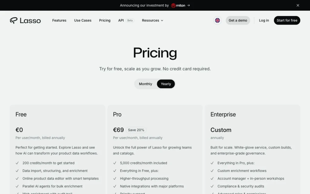 Bandits página de precios con planes y precios — captura de pantalla de la herramienta de IA productividad y escritura, Oct 13, 2026