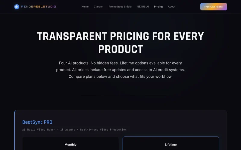 BeatSync PRO homepage screenshot, video AI tool
