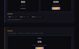 BeatSync PRO pricing page with plans and prices — screenshot of the video AI tool, 2026-10-02