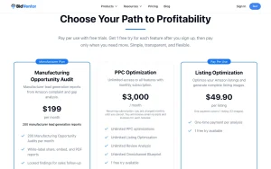 BidVentor pricing page with plans and prices — screenshot of the productivity & writing AI tool, 2026-10-02