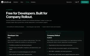 BitDive pricing page with plans and prices — screenshot of the coding AI tool, 2026-10-02