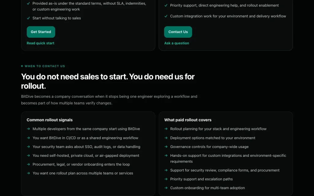 BitDive pricing page with plans and prices — screenshot of the coding AI tool, Oct 2, 2026