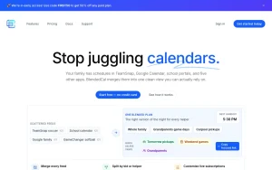 BlendedCal homepage — screenshot of the productivity & writing AI tool, 2026-10-02