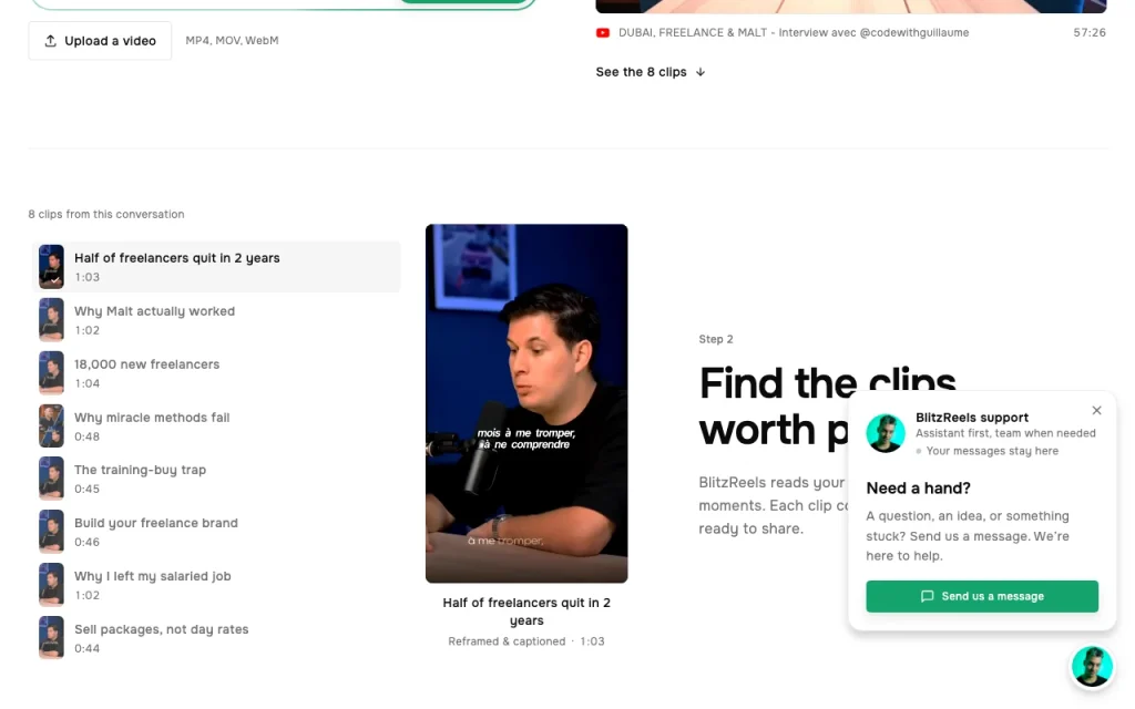 BlitzReels homepage — screenshot of the video AI tool, Oct 1, 2026