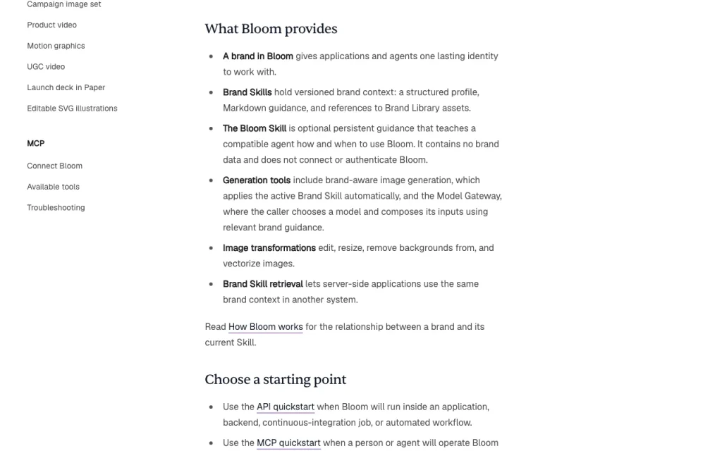 Bloom documentation — capture d'écran de l'outil d'IA génération d'images, Oct 2, 2026