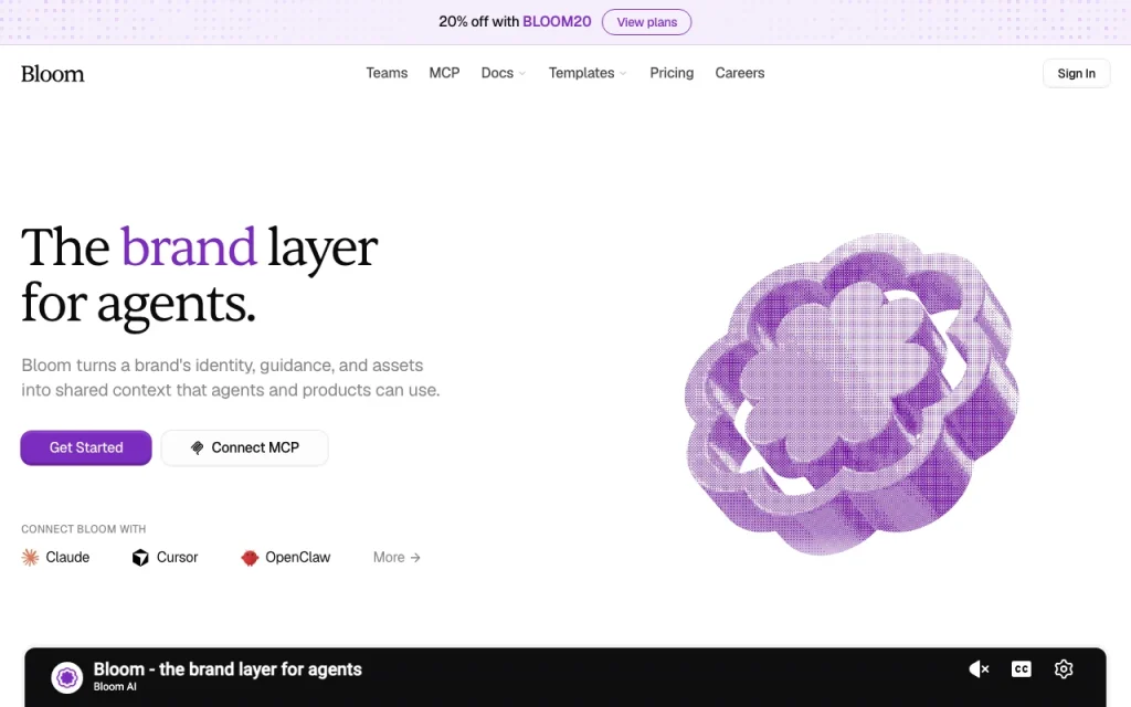 Bloom homepage — screenshot of the image generation AI tool, Oct 2, 2026