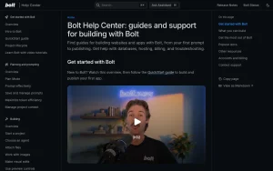 Bolt.new documentation — screenshot of the coding AI tool, 2026-10-31