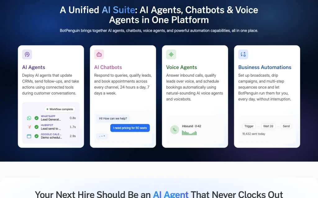 BotPenguin homepage — screenshot of the chat assistants AI tool, Oct 1, 2026