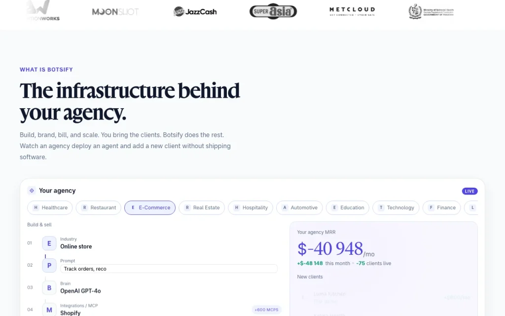 Botsify homepage — screenshot of the chat assistants AI tool, Oct 2, 2026