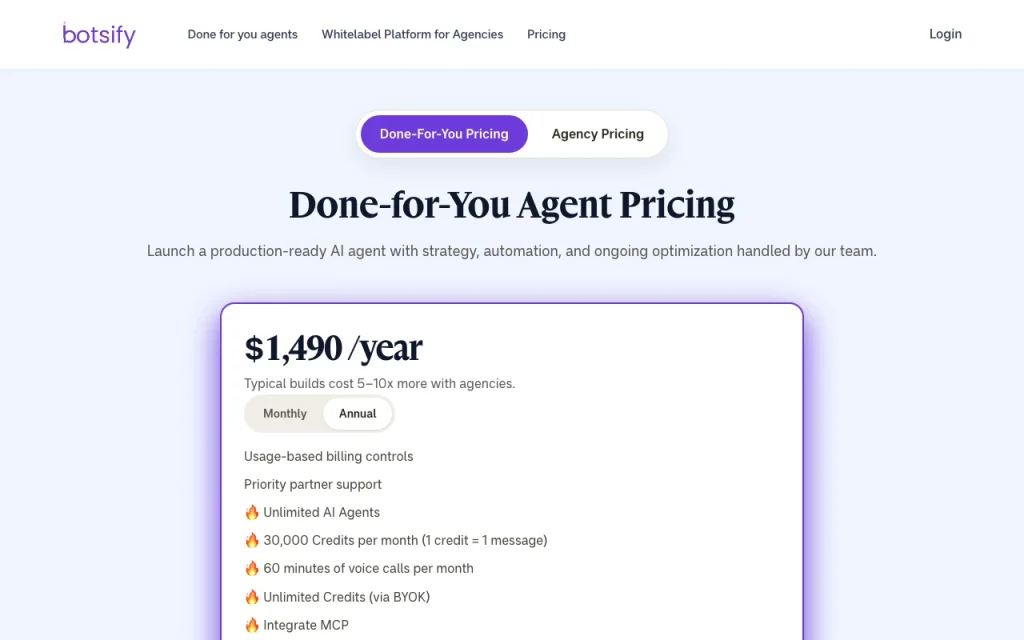 Botsify pricing page with plans and prices — screenshot of the chat assistants AI tool, Oct 2, 2026