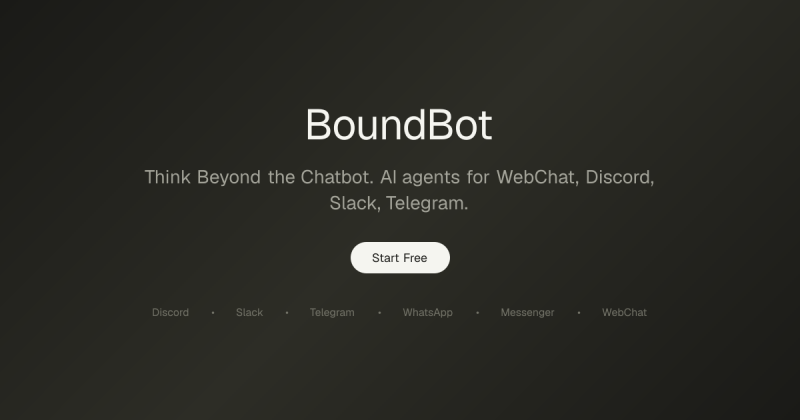 BoundBot homepage screenshot, chat assistants AI tool