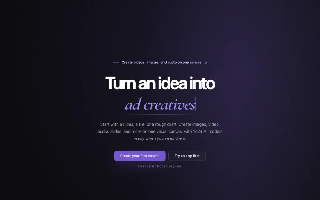 Brainy Canvas homepage — screenshot of the video AI tool, Oct 1, 2026