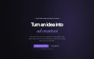 Brainy Canvas homepage — screenshot of the video AI tool, 2026-10-01