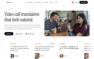 Bridgecall homepage — screenshot of the audio & voice AI tool, 2026-10-02