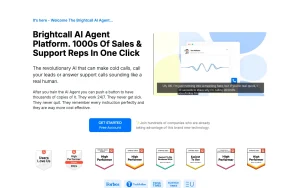 Brightcall.ai homepage — screenshot of the productivity & writing AI tool, 2026-10-02