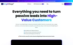 BrightStage AI features page — screenshot of the productivity & writing AI tool, 2026-10-02