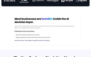 BrightStage AI homepage — screenshot of the productivity & writing AI tool, 2026-10-02